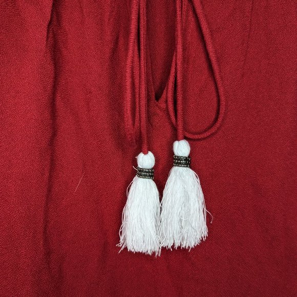 Sweet Magnolia Red Embroidered Peasant Long Sleeve Women's M Medium - Picture 7 of 7